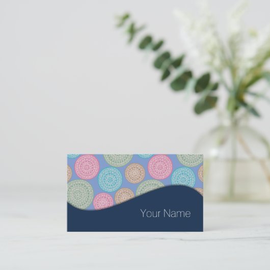 Scandinavisch bloemenpatroon Mandalas Pattern 1 Visitekaartje (Staand voorkant)