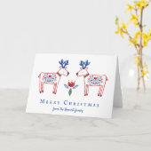 Scandinavisch bloemenrendier Vrolijk Kerstfeest Kaart (Gele Bloem)