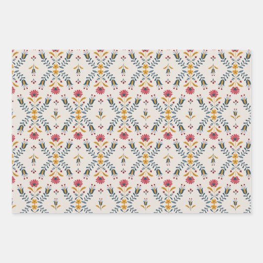 Scandinavisch bloemig abstract bloemmotief inpakpapier vel (Voorkant)