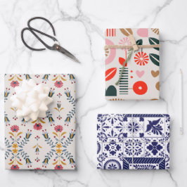 Scandinavisch bloemig abstract bloemmotief inpakpapier vel