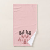 Scandinavisch bloemmotief roze bruin bad handdoek (Handdoek)