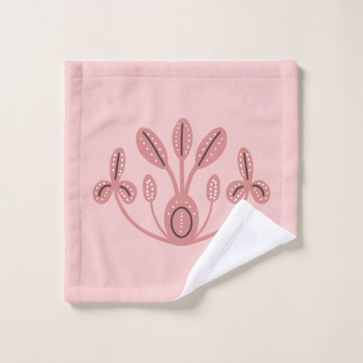 Scandinavisch bloemmotief roze bruin bad handdoek (Wasdoekje)