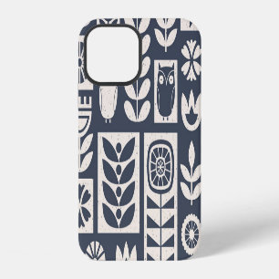 Scandinavisch Bloemmotief: Wit, Blauw, Minimalisti iPhone 12 Hoesje