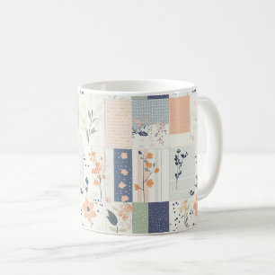 Scandinavisch bloempatroon in blos en blauw koffiemok