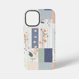 Scandinavisch bloempatroon in roze en blauw iPhone 12 mini hoesje