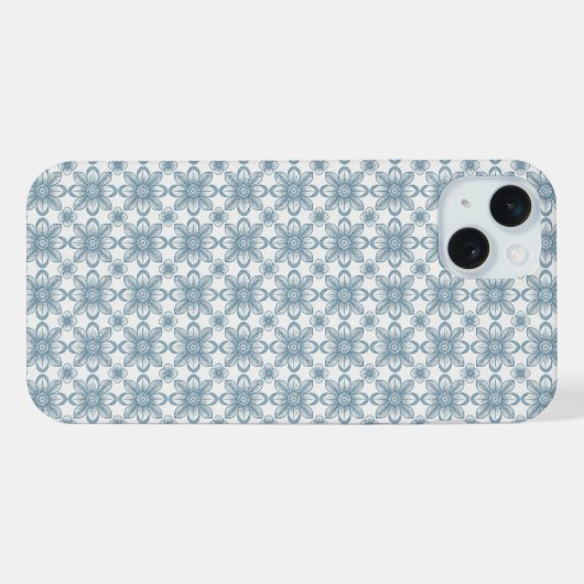 Scandinavisch bloempatroon iPhone hoesje (Achterkant horizontaal)