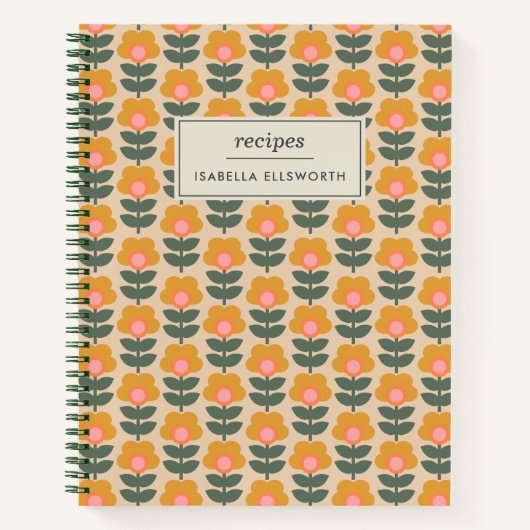 Scandinavisch bloempatroon op maat gepersonaliseer notitieboek (Voorkant)