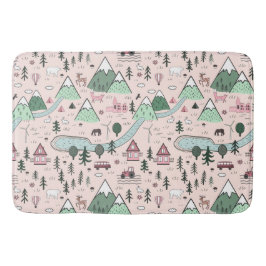 Scandinavisch Boerderij Town Pattern roze Badmat