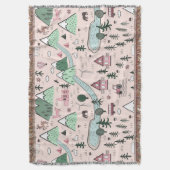 Scandinavisch Boerderij Town Pattern roze Deken (Voorkant Verticaal)