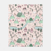 Scandinavisch Boerderij Town Pattern roze Fleece Deken (Voorkant)