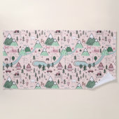 Scandinavisch Boerderij Town Pattern roze Strandlaken (Voorkant)