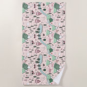 Scandinavisch Boerderij Town Pattern roze Strandlaken (Voorkant)