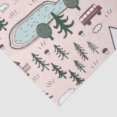 Scandinavisch Boerderij Town Pattern roze Tissuepapier (Detail)