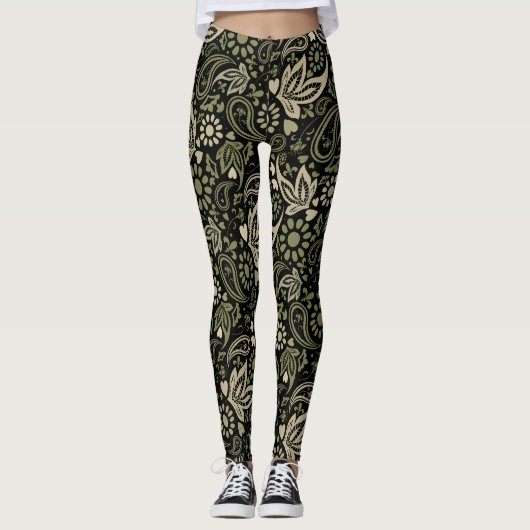 Scandinavisch Boho-etnisch patroon Leggings (Voorkant)