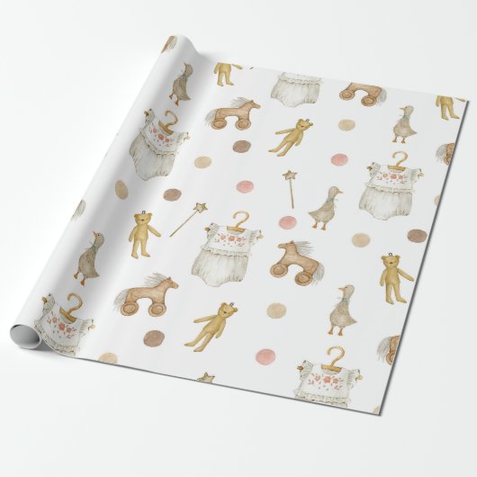 Scandinavisch Boho kwekerij patroon Cadeaupapier (Uitgerold)