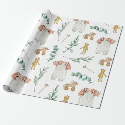 Scandinavisch Boho kwekerij patroon Cadeaupapier (Uitgerold)