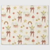 Scandinavisch Boho Nursery Beer Cadeaupapier (Vlak)