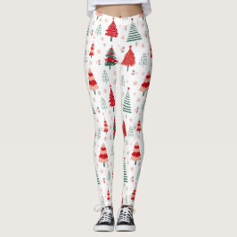 Scandinavisch boompatroon feestelijke kerst leggings