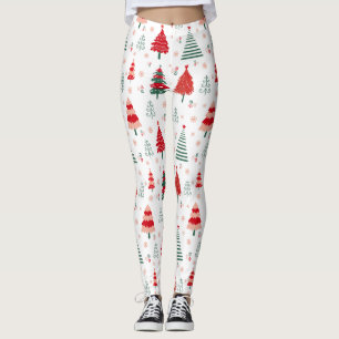 Scandinavisch boompatroon feestelijke kerst leggings