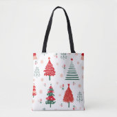 Scandinavisch boompatroon grillige kerst tote bag (Voorkant)