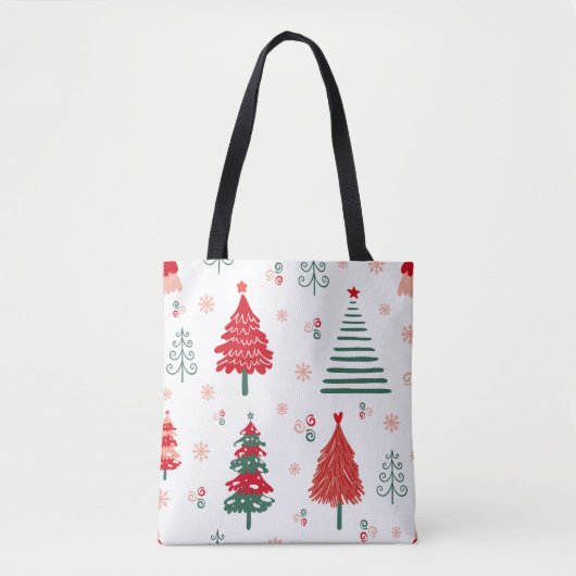 Scandinavisch boompatroon grillige kerst tote bag (Voorkant)