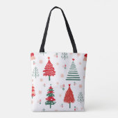 Scandinavisch boompatroon grillige kerst tote bag (Achterkant)