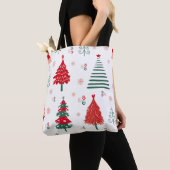 Scandinavisch boompatroon grillige kerst tote bag (Dichtbij)