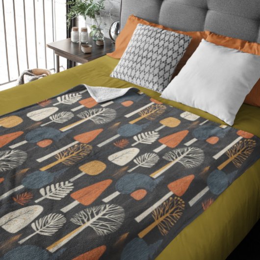 Scandinavisch bos fleece deken