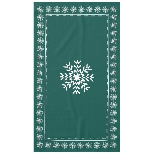 Scandinavisch bos Groen en Witte Snowflake Tafelkleed (Voorkant)