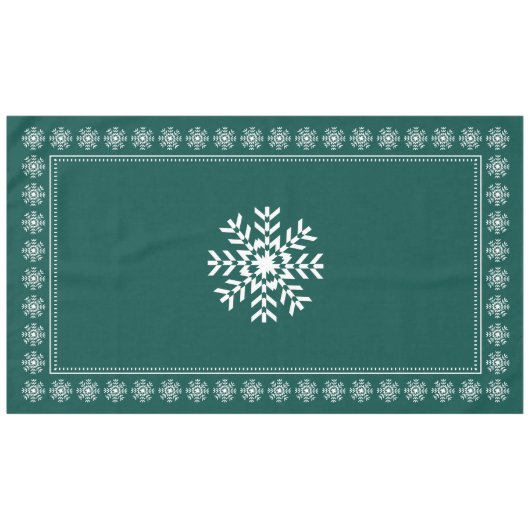 Scandinavisch bos Groen en Witte Snowflake Tafelkleed (Voorkant (Horizontaal))