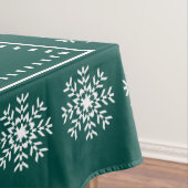 Scandinavisch bos Groen en Witte Snowflake Tafelkleed (Voorbeeld)