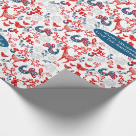 Scandinavisch bos herten winter Kerst volks kunst Cadeaupapier