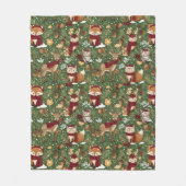 Scandinavisch bos Kerstpatroon Fleece Deken (Voorkant)