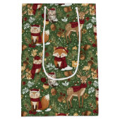 Scandinavisch bos Kerstpatroon Medium Cadeauzakje (Achterkant)