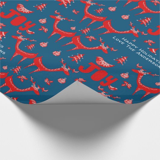 Scandinavisch boshert winter Kerst volkskunst Cadeaupapier (Hoek)