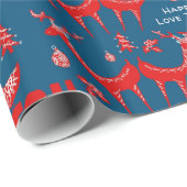 Scandinavisch boshert winter Kerst volkskunst Cadeaupapier (Rol Hoek)