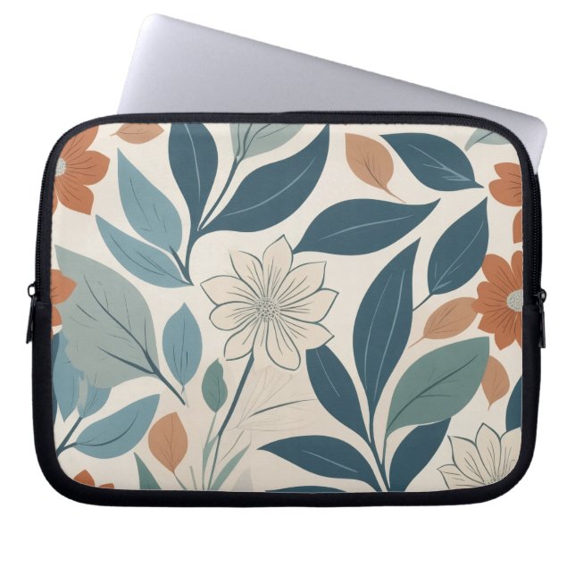 Scandinavisch botanisch patroon laptop sleeve (Voorkant)