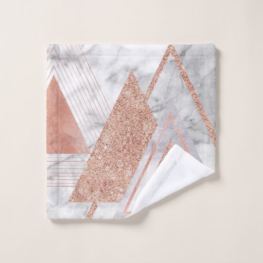 scandinavisch chic roos goudmeetkundige witte marm bad handdoek (Wasdoekje)