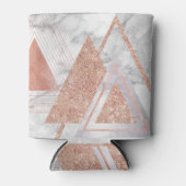 scandinavisch chic roos goudmeetkundige witte marm blikjeskoeler (Voorkant)