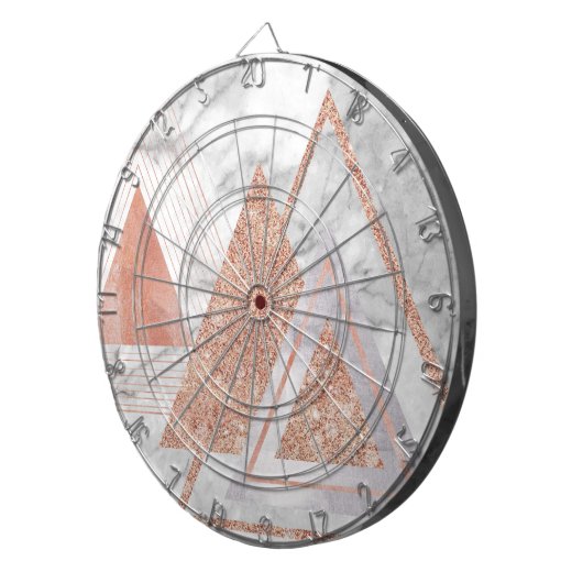 scandinavisch chic roos goudmeetkundige witte marm dartbord (Voorkant Rechts)