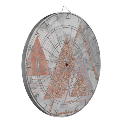 scandinavisch chic roos goudmeetkundige witte marm dartbord (Voorkant Links)