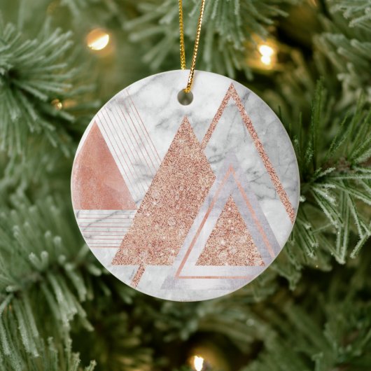 scandinavisch chic roos goudmeetkundige witte marm keramisch ornament (Boom)