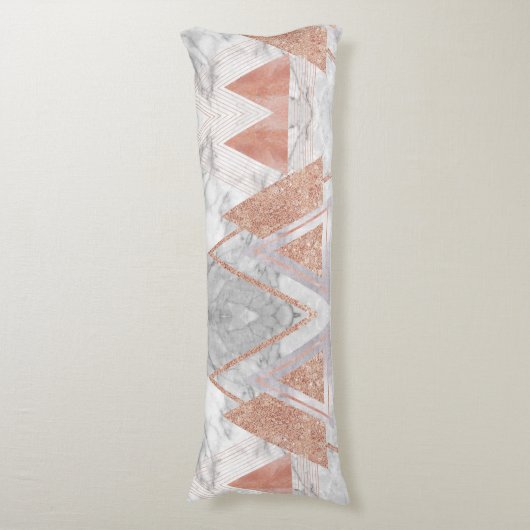 scandinavisch chic roos goudmeetkundige witte marm lichaamskussen (Voorkant Verticaal)