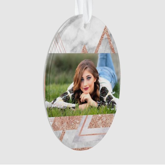 scandinavisch chic roos goudmeetkundige witte marm ornament (voorkant)