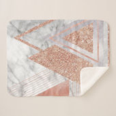 scandinavisch chic roos goudmeetkundige witte marm sherpa deken (Voorkant (horizontaal))