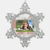 scandinavisch chic roos goudmeetkundige witte marm tin sneeuwvlok ornament (Voorkant)