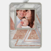 scandinavisch chic roos goudmeetkundige witte marm verzilverd omlijst ornament (Voorkant)