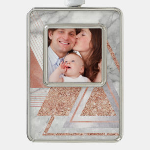 scandinavisch chic roos goudmeetkundige witte marm verzilverd omlijst ornament