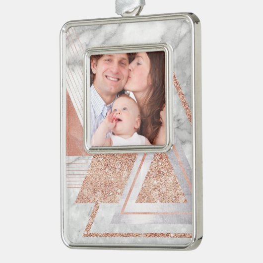 scandinavisch chic roos goudmeetkundige witte marm verzilverd omlijst ornament (Links)