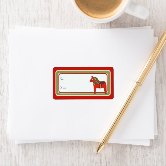 Scandinavisch Dala Paard Gift Label (Insitu)